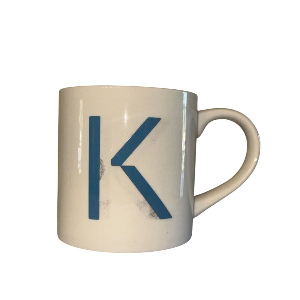 Opalhouse White & Blue K Monogram Stoneware Mug Dishwasher & Microwave Safe